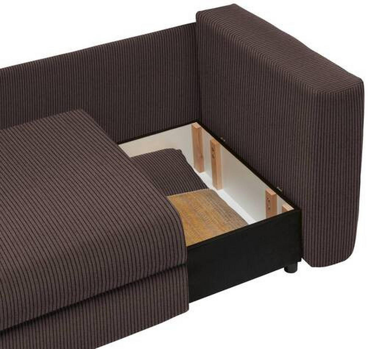 RÉCAMIERE Braun Cord  - Schwarz/Braun, Design, Kunststoff/Textil (171/71-88/93cm) - Cantus