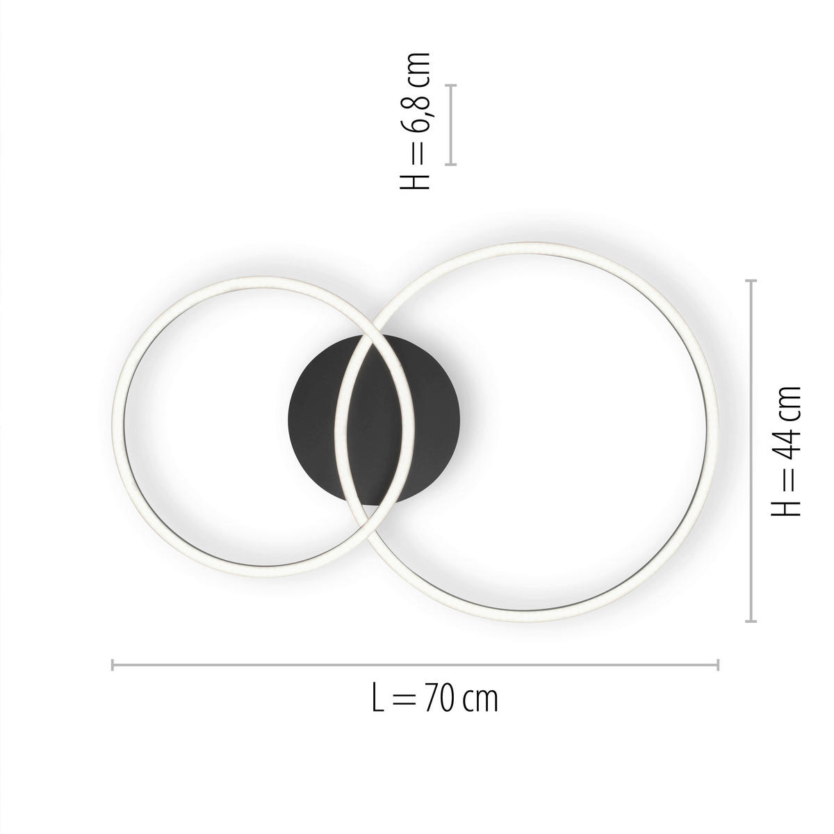 LED-DECKENLEUCHTE Ivanka 70/44/6,8 cm   - Schwarz, Design, Kunststoff/Metall (70/44/6,8cm)