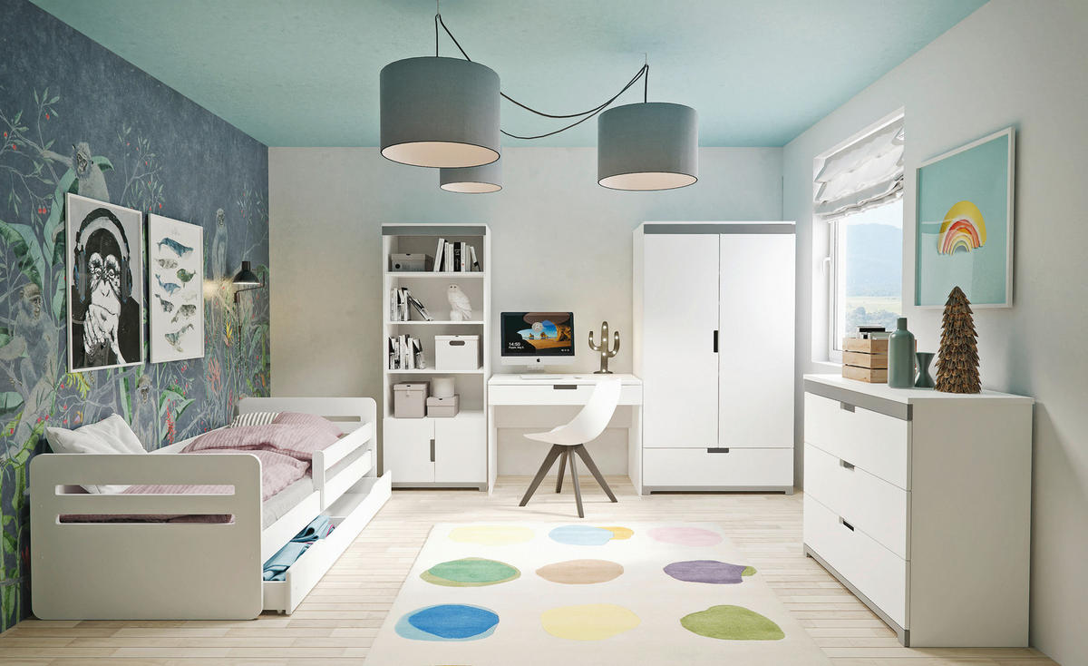 DĚTSKÁ KOMODA  - šedá/bílá, Moderní, kompozitní dřevo (100/90,5/57,5cm) - MID.YOU