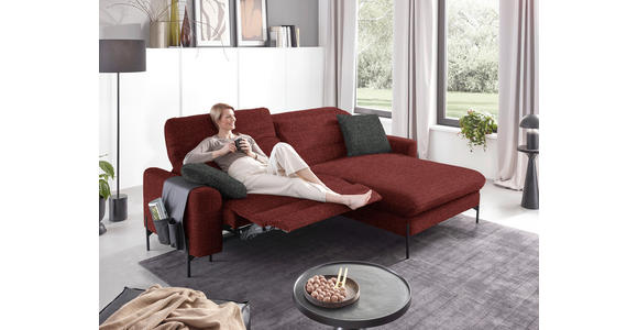 ECKSOFA in Flachgewebe Rot 252/191 cm - Rot/Schwarz, Design, Textil/Metall (252/191cm) - Dieter Knoll