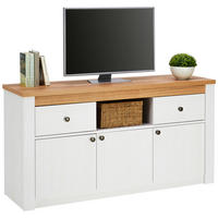 KOMODA, bílá, barvy modřínu, 137/72/42 cm - bílá/barvy modřínu, Konvenční, kov/kompozitní dřevo (137/72/42cm) - Landscape