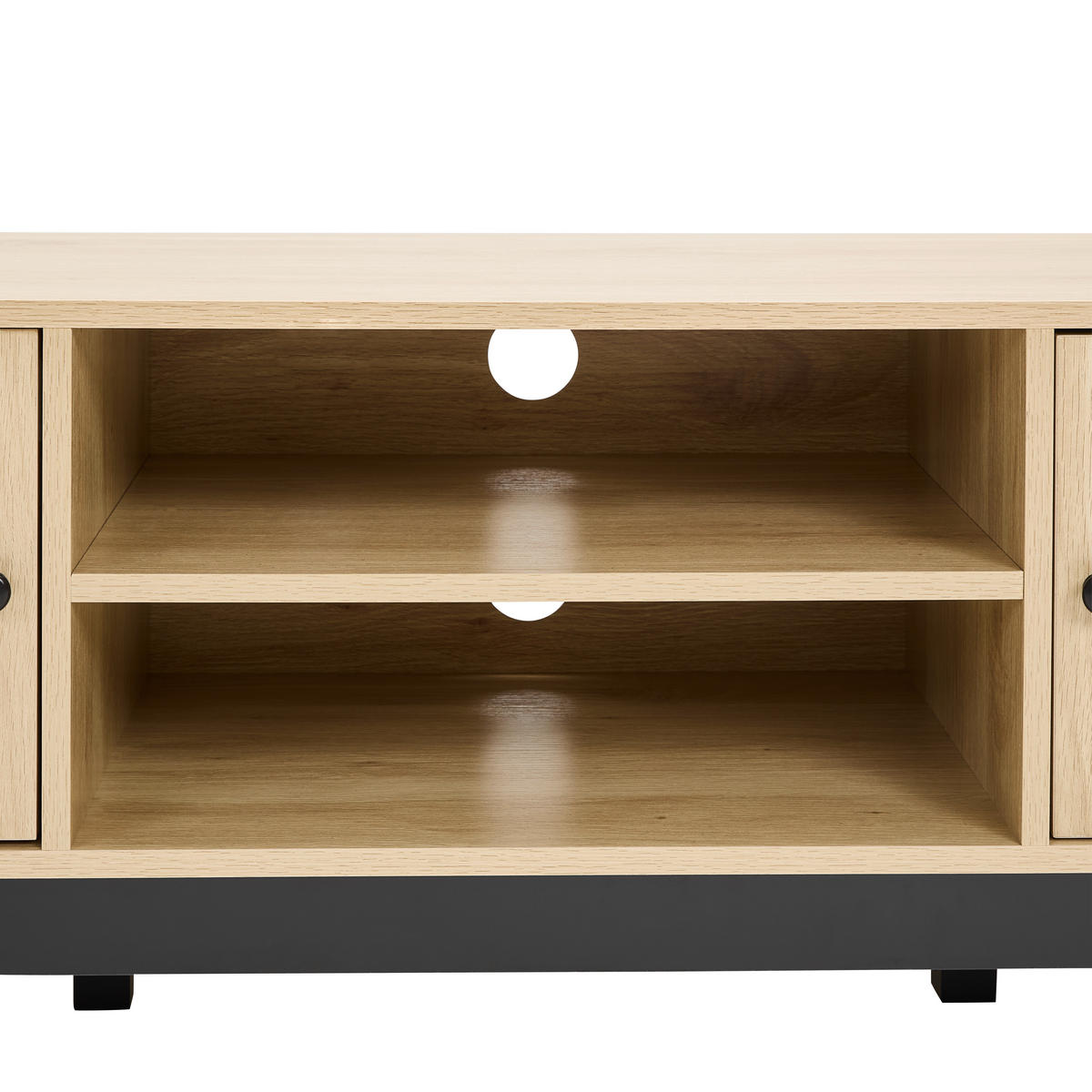 TV-BÄNK  i 160/45/39 cm  - svart/naturfärgad, Natur, metall/papper (160/45/39cm) - MID.YOU