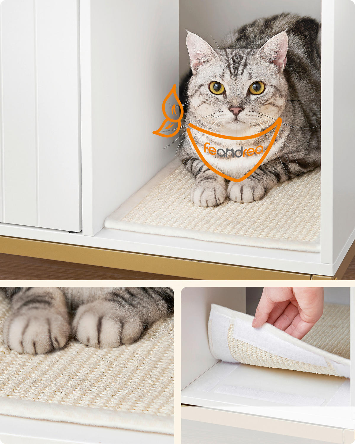 KATZENTOILETTE - Goldfarben/Weiß, Trend, Holzwerkstoff/Metall (80/55/50cm) - Boxxx