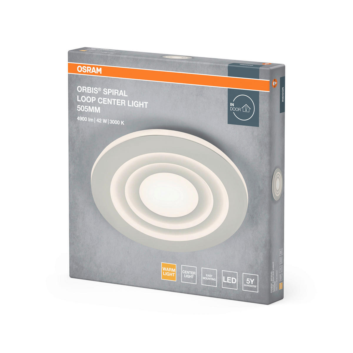 LED-DECKENLEUCHTE Orbis Spiral Loop Round 50,5/6 cm   - Weiß, Design, Kunststoff/Metall (50,5/6cm) - Osram
