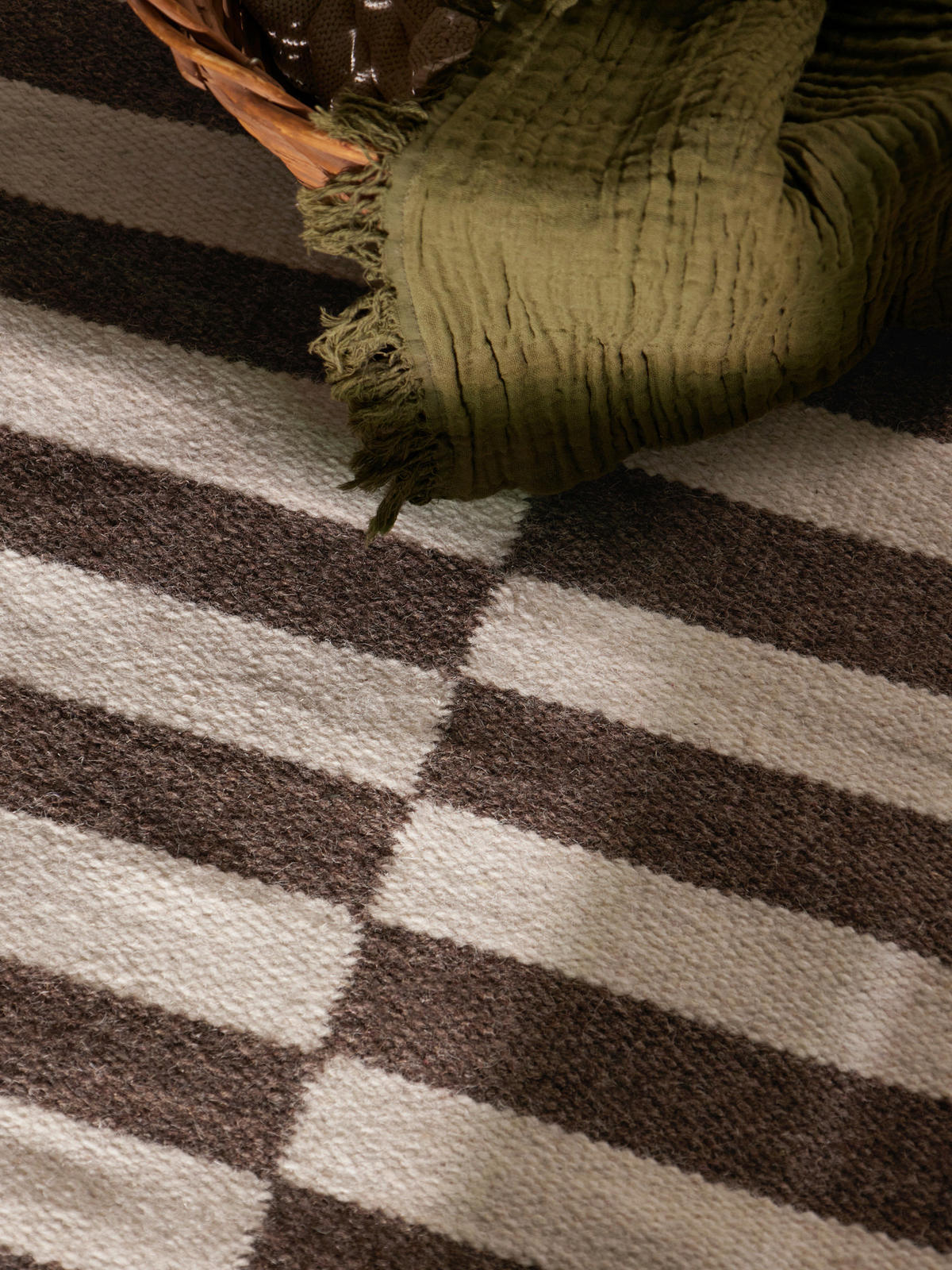 HANDWEBTEPPICH 80/150 cm Vika Weiß, Dunkelbraun rechteckig  - Dunkelbraun/Weiß, Basics, Textil (80/150cm) - Hanse Home
