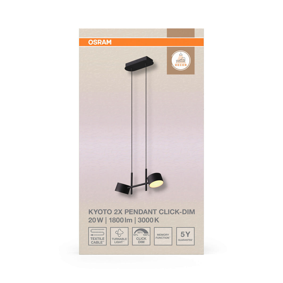 LED-PENDELLEUCHTE 42,5/10/150 cm  - Schwarz, Design, Kunststoff/Metall (42,5/10/150cm) - Osram