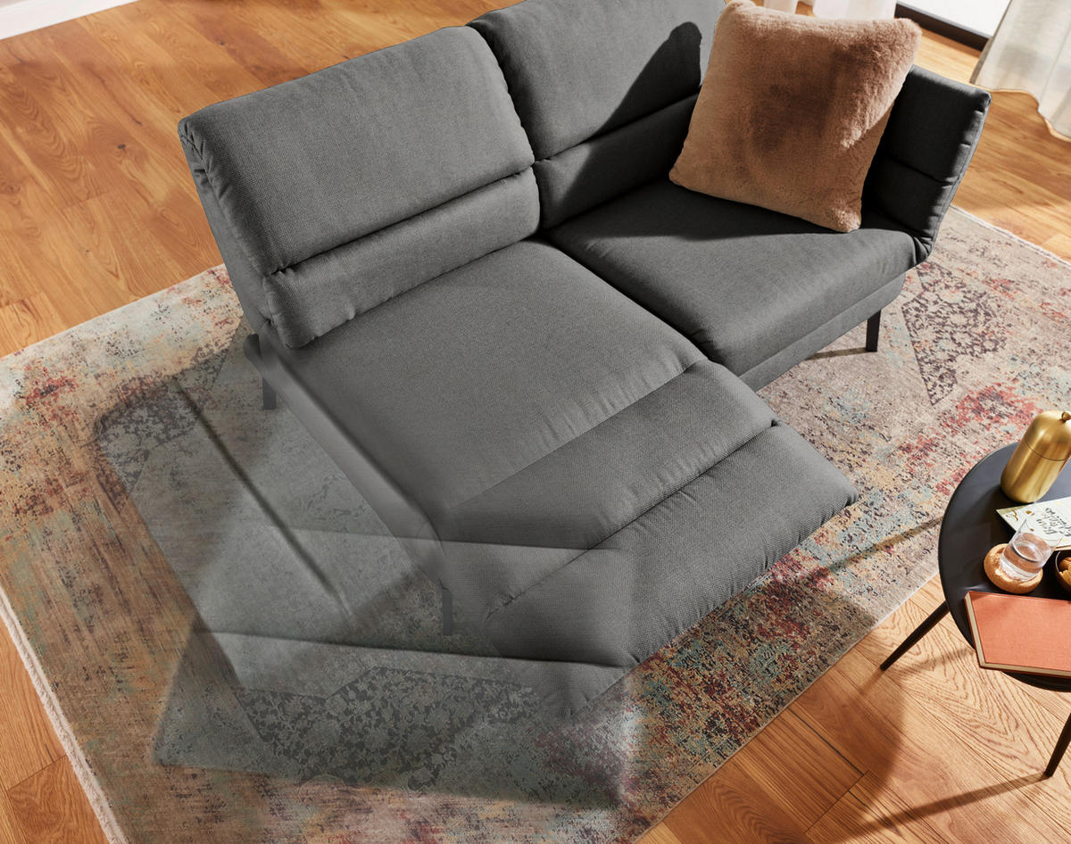 2-SITZER-SOFA Flachgewebe Dunkelgrau  - Dunkelgrau/Schwarz, Design, Textil/Metall (178-226/83-113/96-177cm) - Dieter Knoll