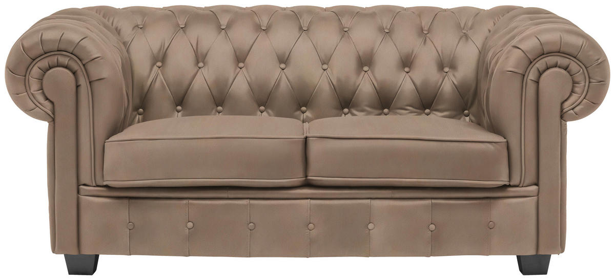 CHESTERFIELD SOFA svetlobraon  - vendž/svetlobraon, Lajfstajl, tekstil/drvo (180/76,5/96cm) - Landscape