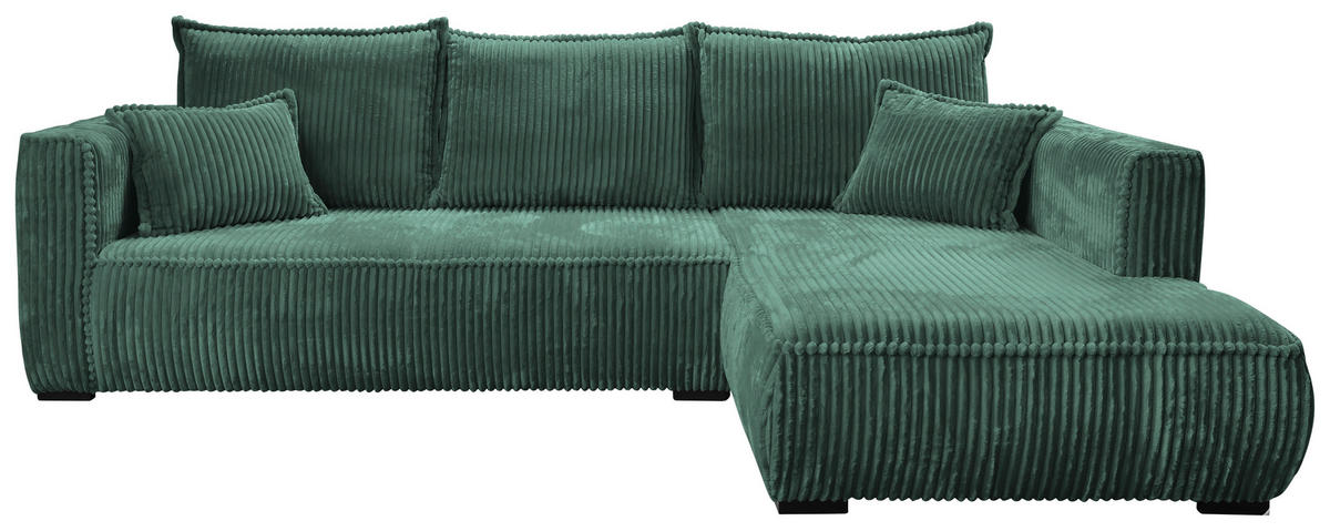 ECKSOFA Dunkelgrün Cord  - Dunkelgrün/Schwarz, MODERN, Holz/Textil (322/208cm) - Carryhome