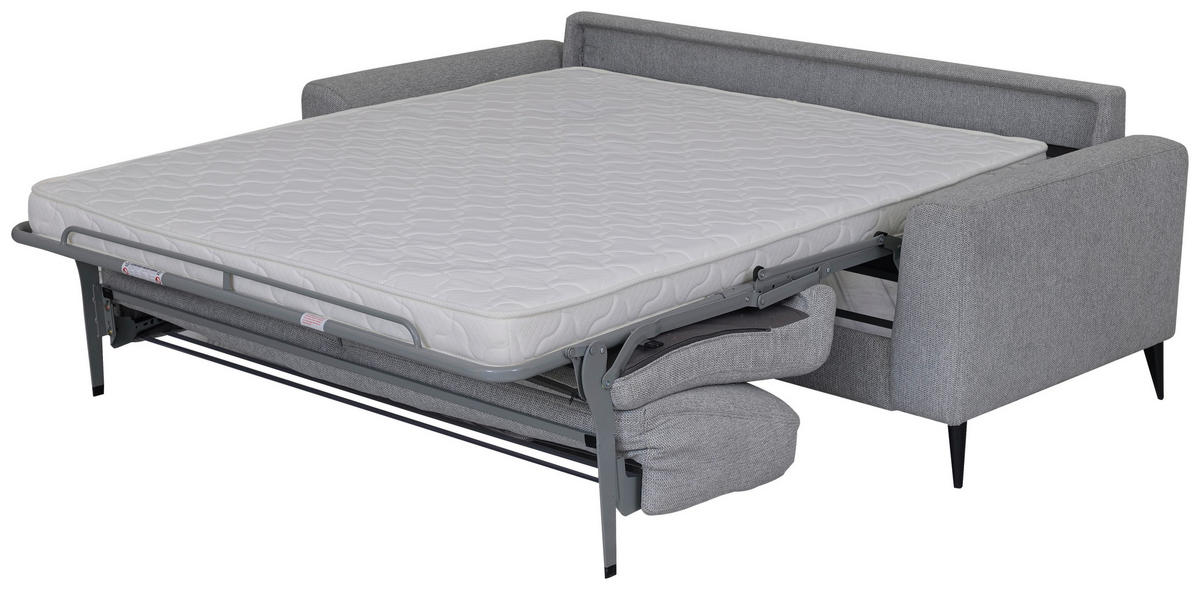 SCHLAFSOFA Webstoff Grau  - Schwarz/Grau, MODERN, Textil/Metall (219/92/101cm) - Livetastic