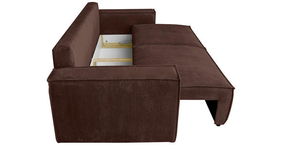 SCHLAFSOFA  mit Liegefunktion, Schlafen auf Sitzhöhe, Rücken echt Cord Dunkelbraun  - Dunkelbraun/Schwarz, KONVENTIONELL, Kunststoff/Textil (240/89/100cm) - Carryhome