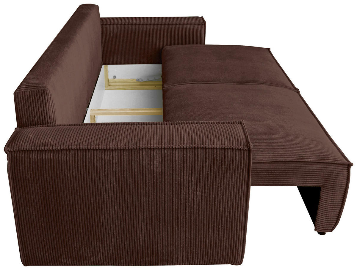 SCHLAFSOFA  mit Liegefunktion, Schlafen auf Sitzhöhe, Rücken echt Cord Dunkelbraun  - Dunkelbraun/Schwarz, KONVENTIONELL, Kunststoff/Textil (240/89/100cm) - Carryhome