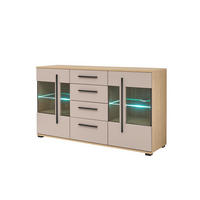 SIDEBOARD  150/86/42 cm 4 Schublade(n)  - Eichefarben/Schwarz, Design, Glas/Holzwerkstoff (150/86/42cm) - Livetastic