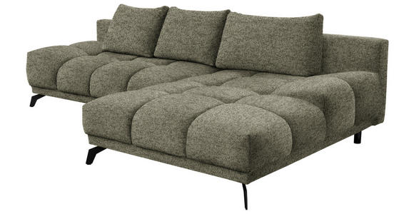 ECKSOFA Olivgrün Chenille  - Schwarz/Olivgrün, MODERN, Textil/Metall (290/182cm) - Hom`in