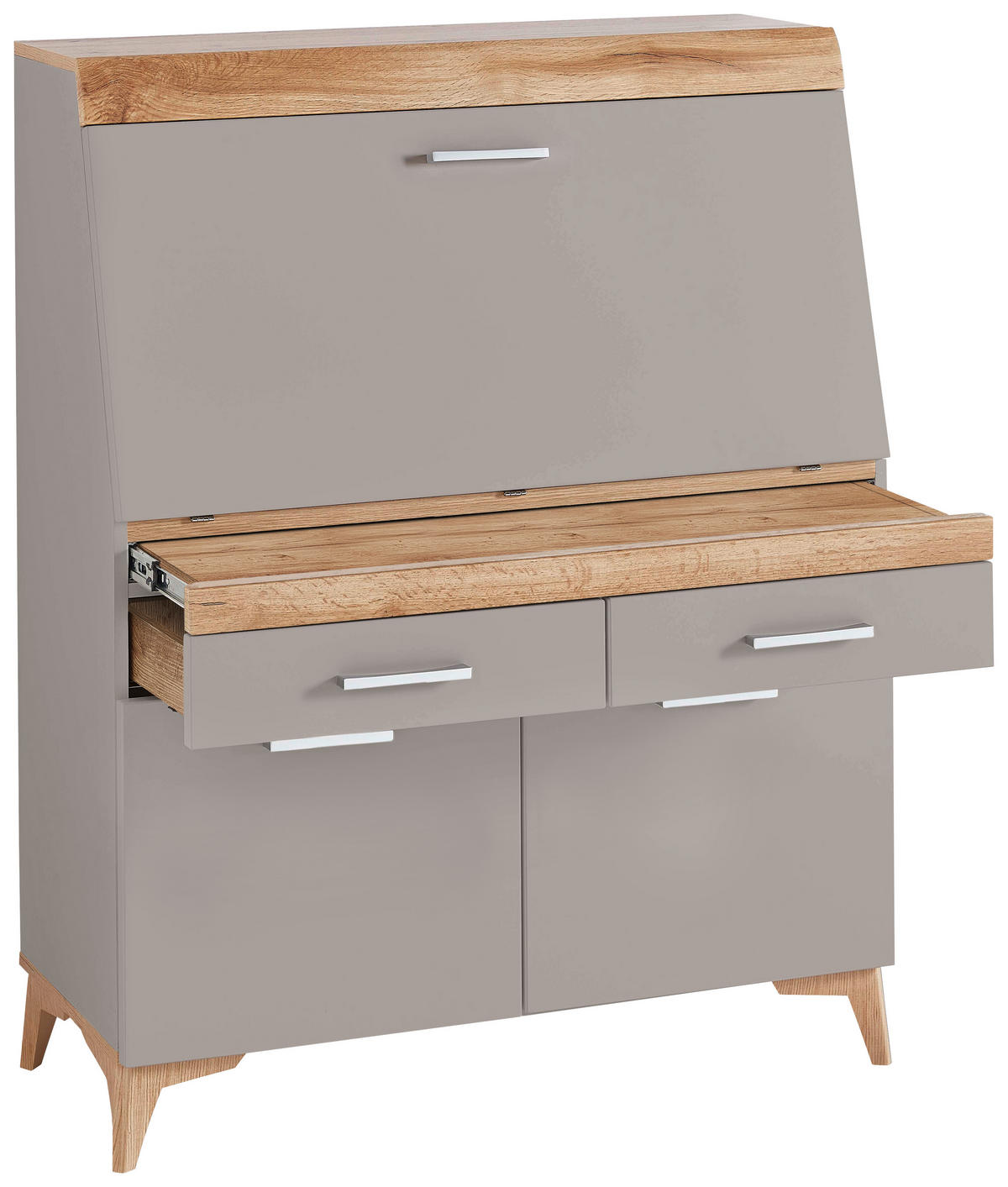 SEKRETÄR  Kabeldurchlass, Stauraum  - Eichefarben/Alufarben, LIFESTYLE, Holzwerkstoff/Kunststoff (98/124/39,6cm) - Carryhome