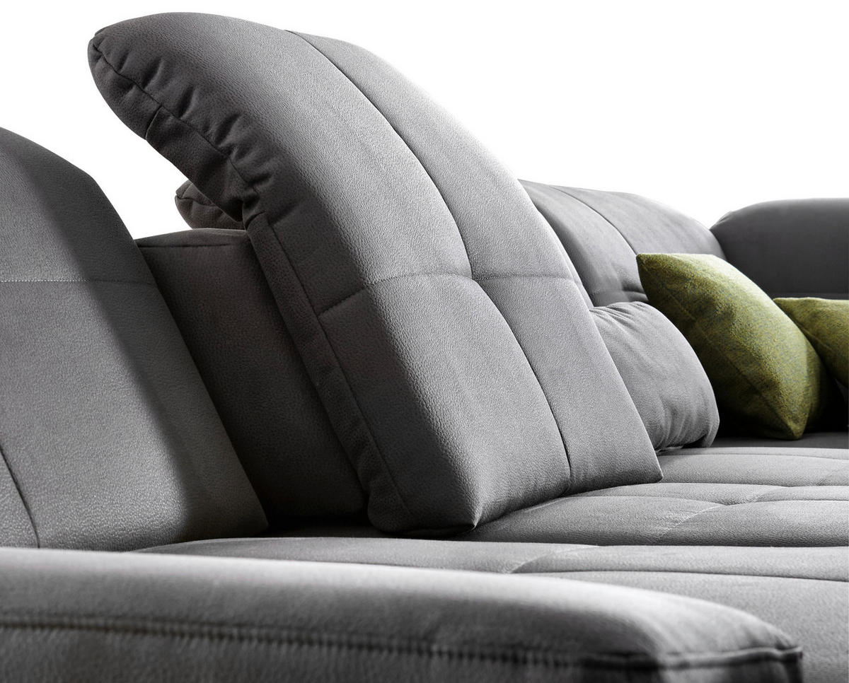 WOHNLANDSCHAFT Grau Mikrofaser  - Chromfarben/Grau, Design, Textil/Metall (260/371/195cm) - Beldomo Style