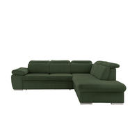 ECKSOFA in Cord Dunkelgrün  - Chromfarben/Dunkelgrün, Design, Textil/Metall (283/228cm) - Livetastic