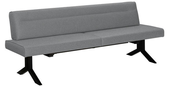 SITZBANK 220/87/70 cm Samt Hellgrau Metall  - Hellgrau/Schwarz, KONVENTIONELL, Textil/Metall (220/87/70cm) - Moderano