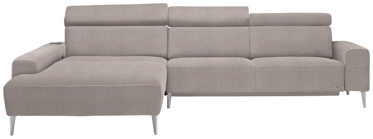 ECKSOFA in Webstoff Naturfarben  205/308 cm  - Alufarben/Naturfarben, Design, Textil/Metall (205/308cm) - Sedda