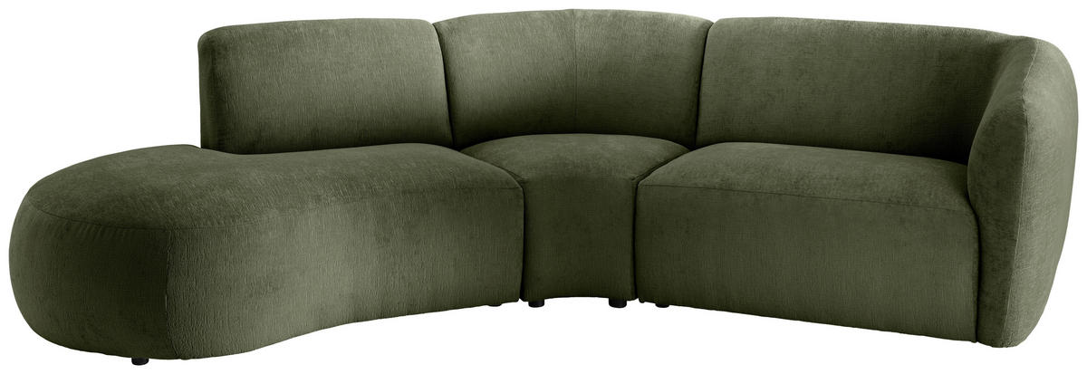 ECKSOFA in Mikrofaser Grün  - Schwarz/Grün, Modern, Kunststoff/Textil (182/276cm) - Livetastic