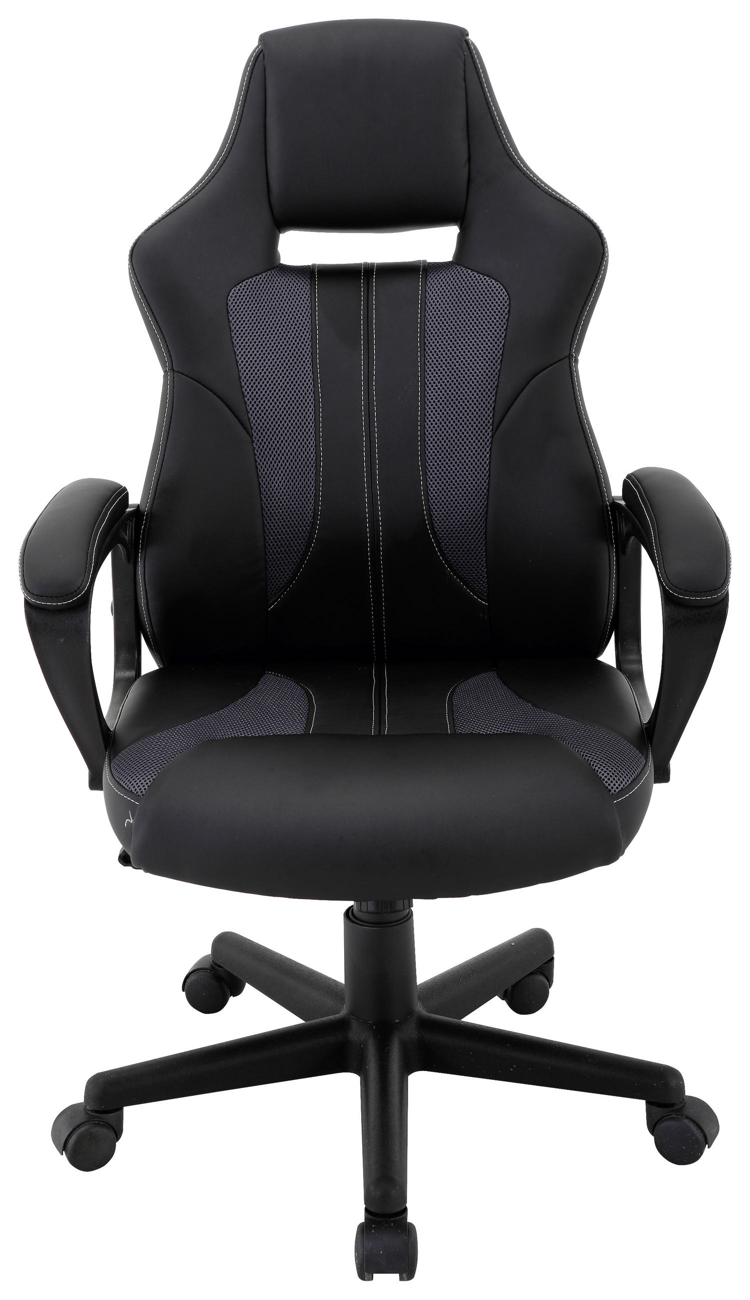 GAMINGSTUHL in Lederlook, Netzbespannung Grau, Schwarz - Schwarz/Grau, KONVENTIONELL, Kunststoff/Textil (63/112,5/66cm) - Xora
