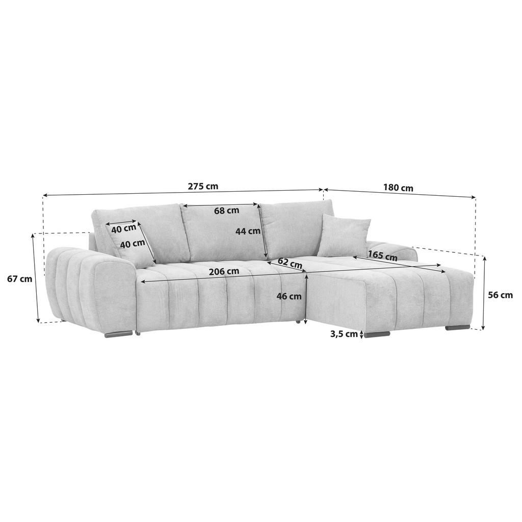 Thumbnail - Carryhome Ecksofa, Hellgrau, Textil, Buche, massiv, 3-Sitzer, Füllung: Polyester, seitenverkehrt montierbar, L-Form, 275...
