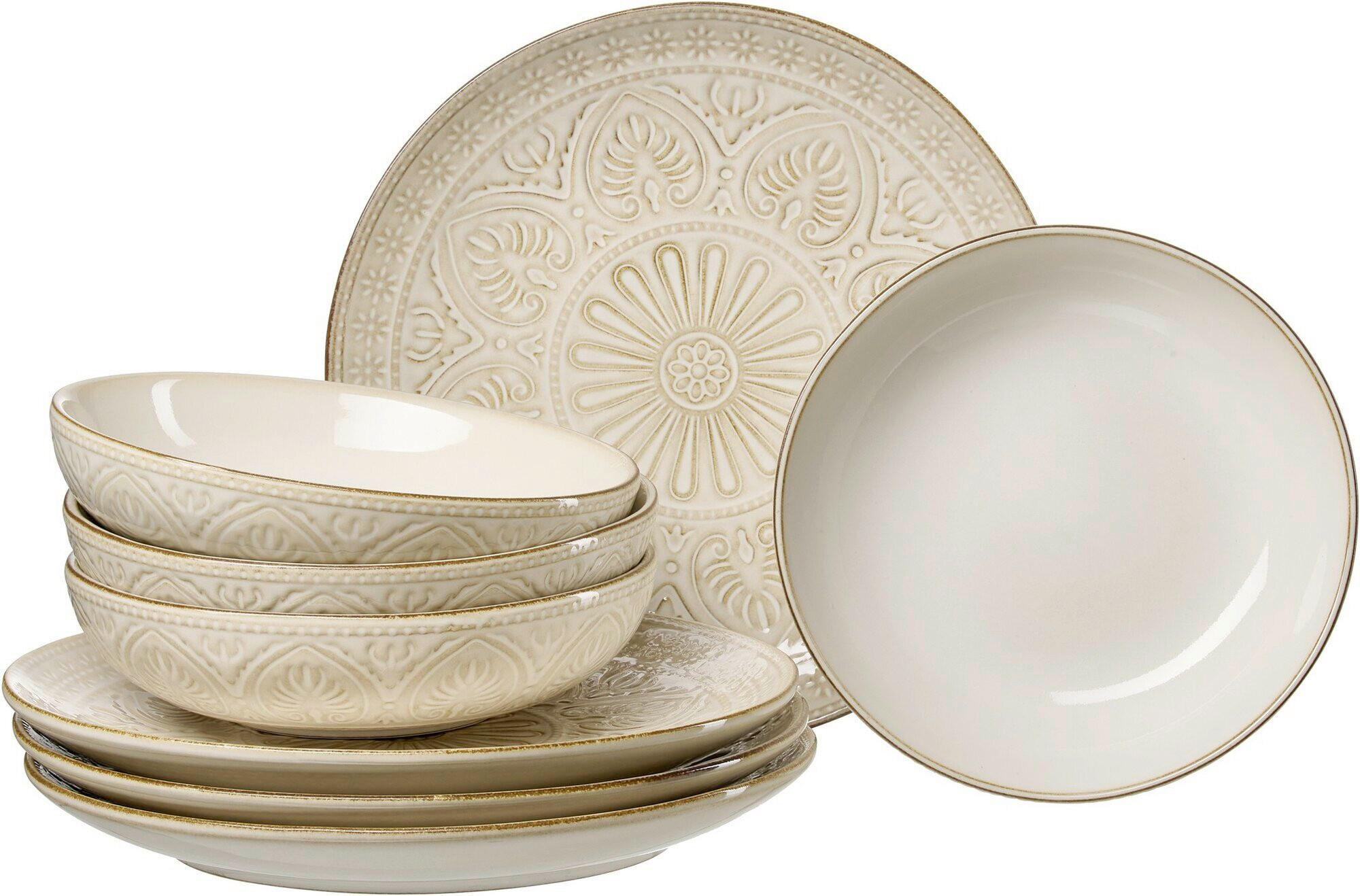TAFELSERVICE Creme Omara 8-teilig  - Creme, Keramik (30/29/23cm) - Ritzenhoff Breker