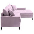 ECKSOFA  in Cord Lila  280/173 cm  - Lila/Schwarz, KONVENTIONELL, Textil/Metall (280/173cm) - Hom`in