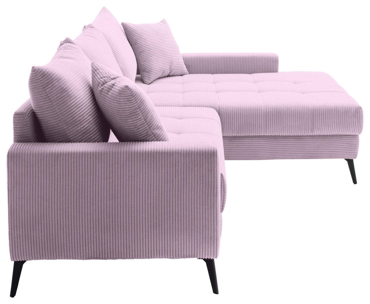 ECKSOFA Lila Cord  - Lila/Schwarz, KONVENTIONELL, Textil/Metall (280/173cm) - Hom`in