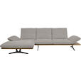ECKSOFA  in Flachgewebe Hellgrau  159/314 cm  - Hellgrau/Schwarz, Design, Holz/Textil (159/314cm) - Dieter Knoll