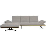 ECKSOFA  in Flachgewebe Hellgrau  159/314 cm  - Hellgrau/Schwarz, Design, Holz/Textil (159/314cm) - Dieter Knoll