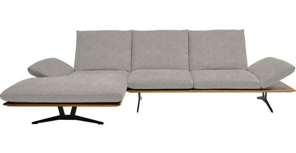 ECKSOFA  in Flachgewebe Hellgrau  159/314 cm  - Hellgrau/Schwarz, Design, Holz/Textil (159/314cm) - Dieter Knoll