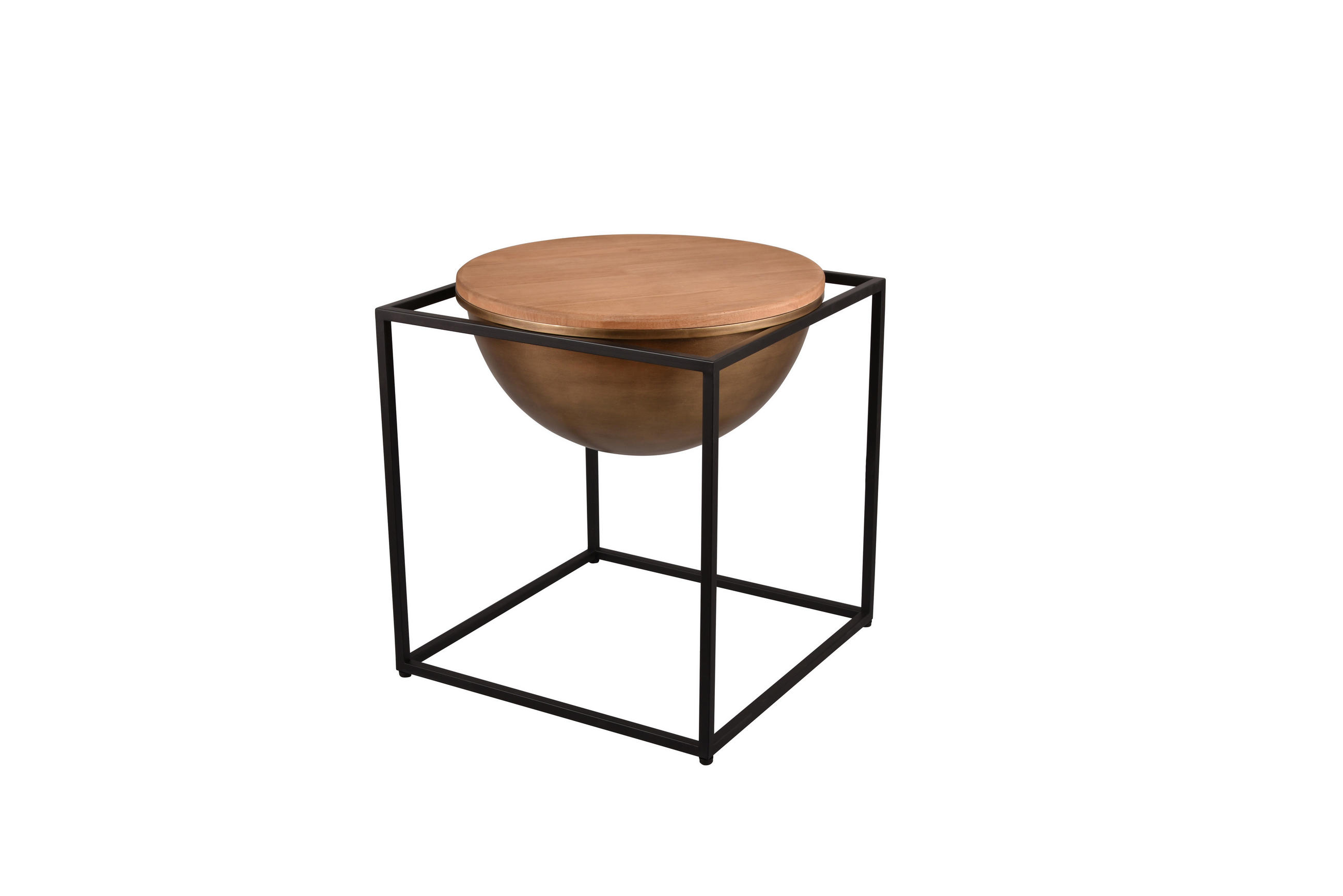 ODKLÁDACÍ STOLEK, dub, přírodní barvy, černá - černá/přírodní barvy, Moderní, kov/dřevo (42/42/47,5cm)