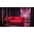 CHESTERFIELD-SOFA Samt Rot, Schwarz  - Rot/Schwarz, Trend, Holz/Textil (165/75/87cm) - Xora