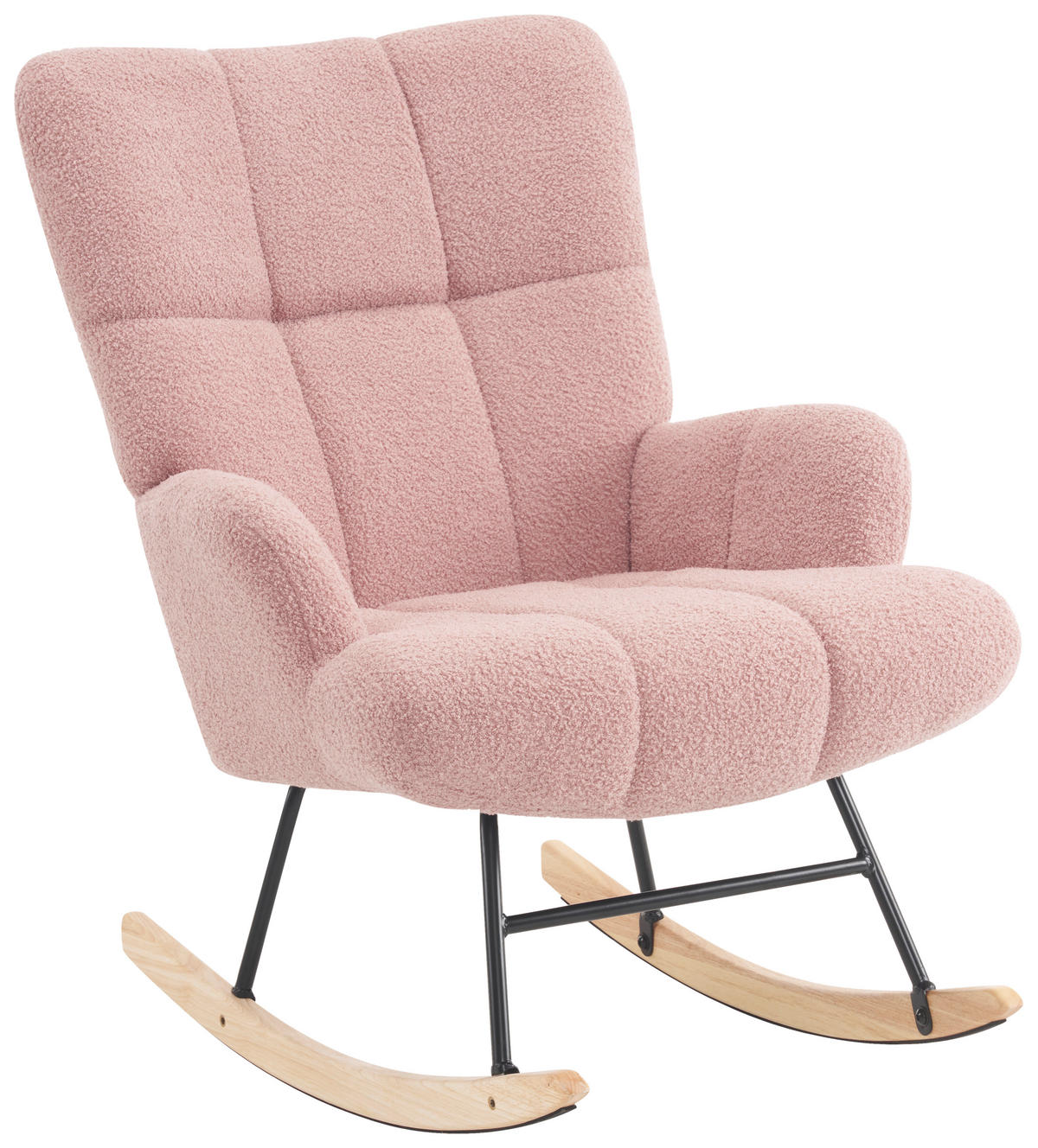 SCHAUKELSTUHL in Bouclé Rosa  - Ecru/Schwarz, MODERN, Holz/Textil (67/85cm) - P & B