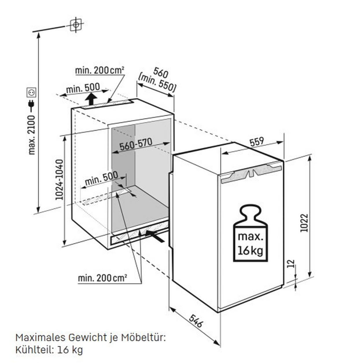 KÜHLSCHRANK 55,9/102,2/54,6 cm IRD 4000  - Weiß, Basics, Metall (55,9/102,2/54,6cm) - Liebherr
