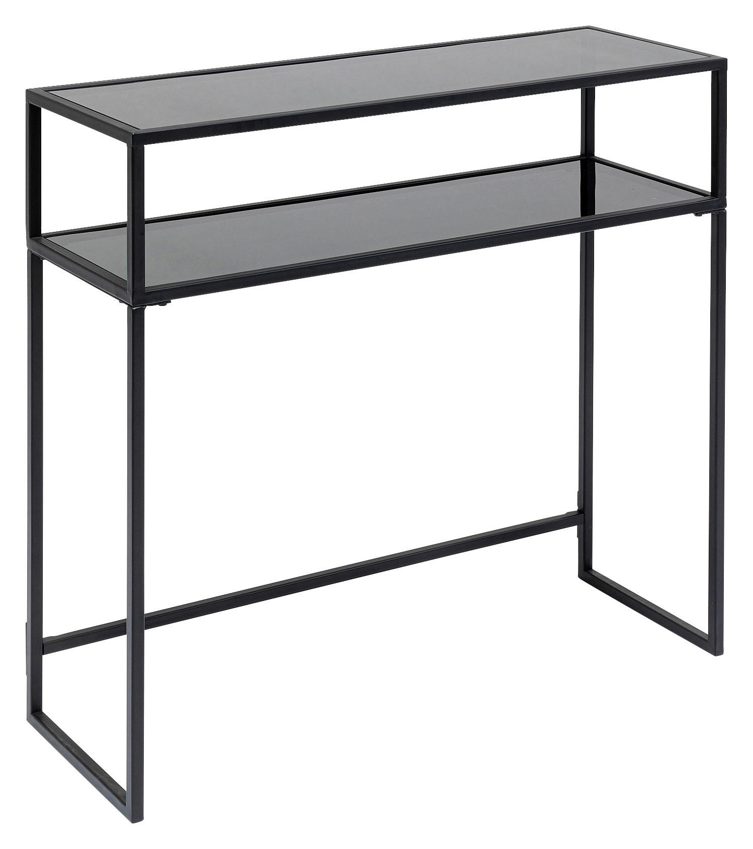KONSOLENTISCH Anthrazit, Schwarz  - Anthrazit/Schwarz, Design, Glas/Metall (85/30/80cm) - Kare-Design
