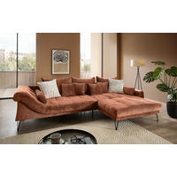 ECKSOFA GARDA Rostfarben Chenille Zierkissen, Rückenkissen, Nierenkissen, Rücken echt  - Rostfarben/Schwarz, KONVENTIONELL, Textil/Metall (310/192cm) - Livetastic