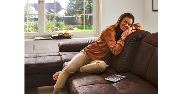 WOHNLANDSCHAFT Braun - Eichefarben/Beige, LIFESTYLE, Textil (243/342/185cm) - Voleo