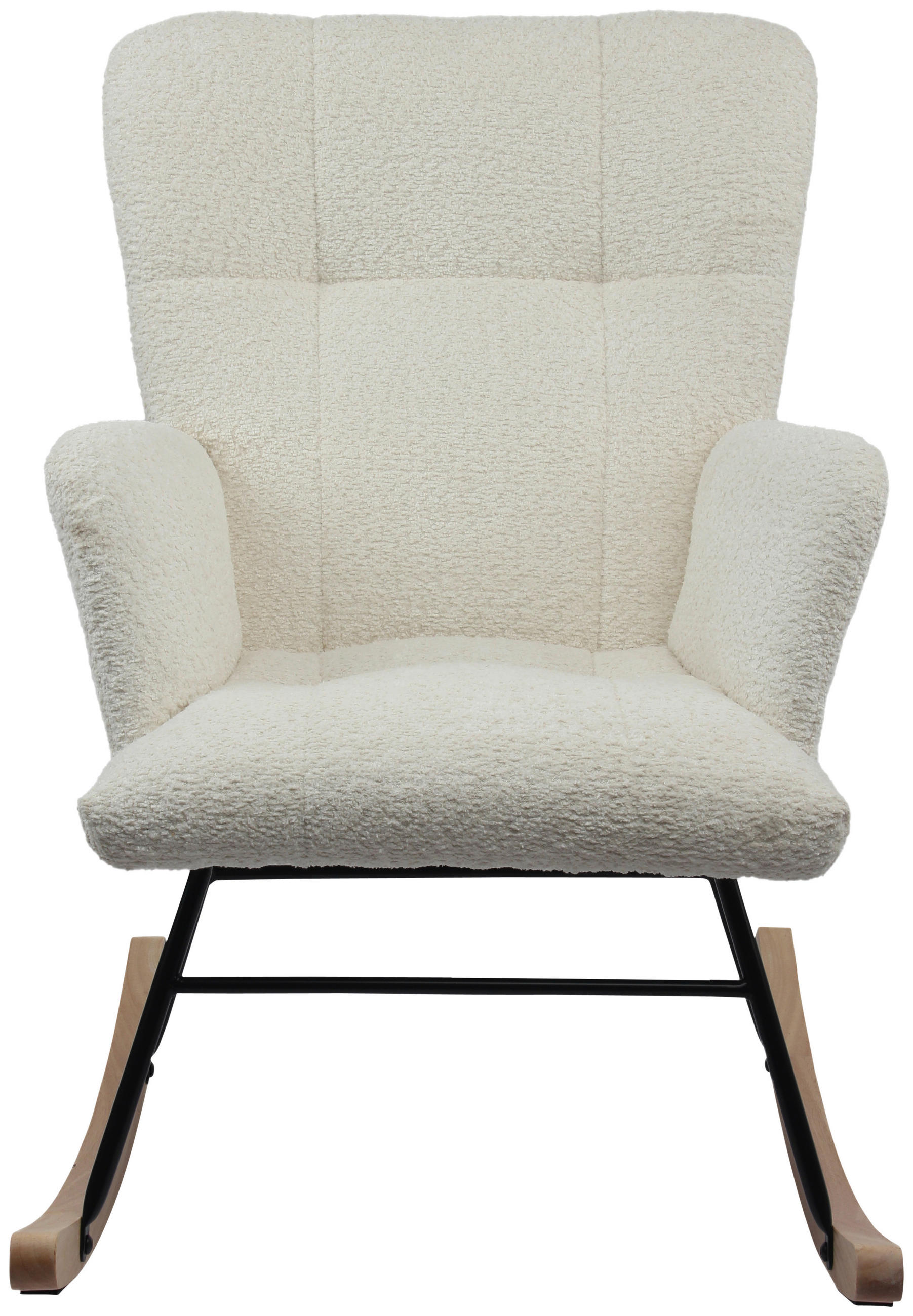 SCHAUKELSTUHL in Bouclé Weiß  - Weiß/Naturfarben, Basics, Holz/Textil (62/90/52cm) - P & B