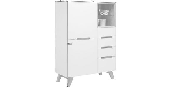 HIGHBOARD 95/136/41 cm - Eichefarben/Weiß, Design, Glas/Holz (95/136/41cm) - Hom`in