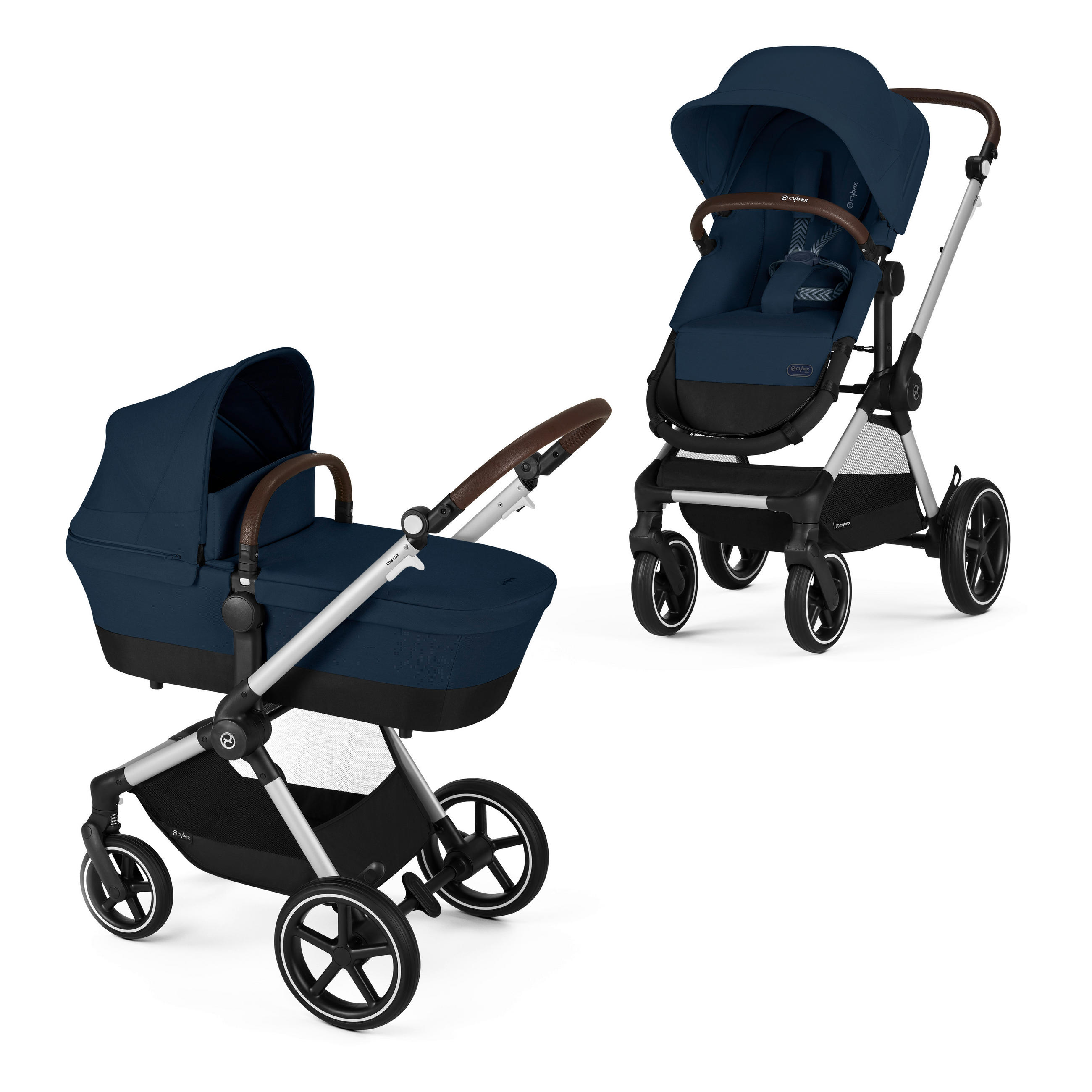 KINDERWAGENSET Eos Lux  - Silberfarben/Dunkelblau, Basics, Textil/Metall (85/61/116cm) - Cybex