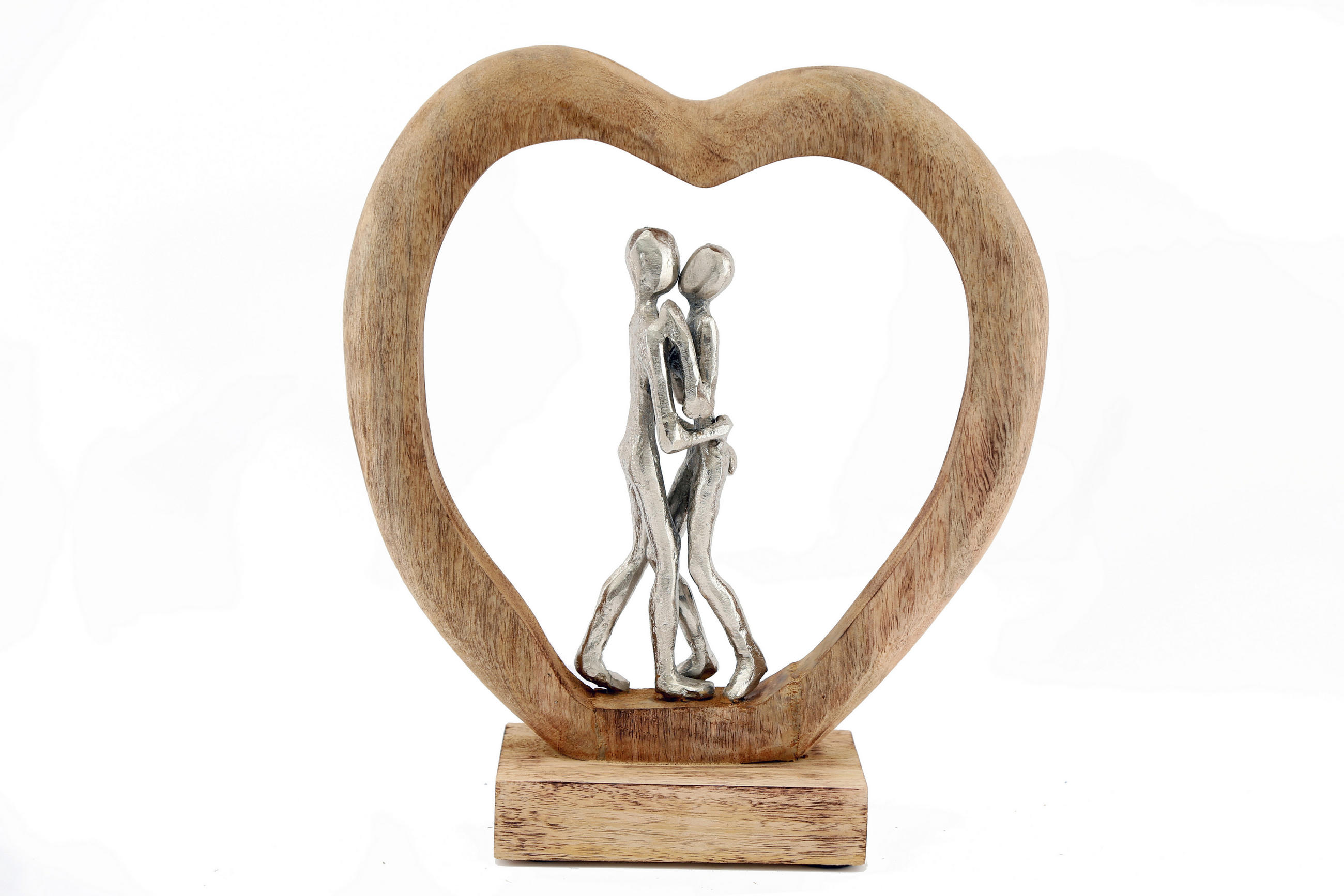 Sculptură - argintiu/auriu, Basics, lemn/metal (32/35/9cm)