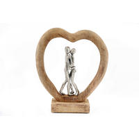 Sculptură - argintiu/auriu, Basics, lemn/metal (32/35/9cm)