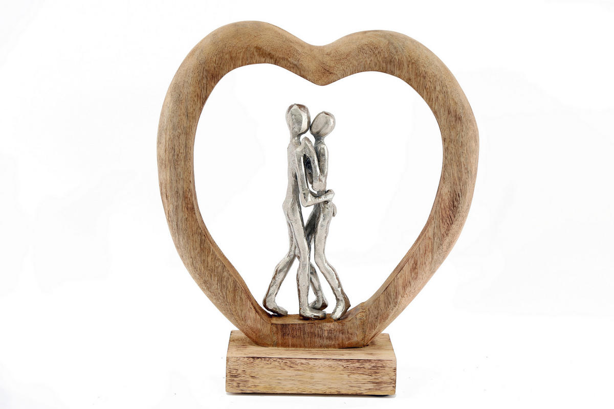 Sculptură - argintiu/auriu, Basics, lemn/metal (32/35/9cm)