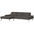 ECKSOFA Anthrazit Webstoff  - Anthrazit/Schwarz, Design, Textil/Metall (188/296cm) - Xora