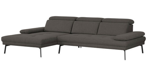 ECKSOFA Anthrazit Webstoff  - Anthrazit/Schwarz, Design, Textil/Metall (188/296cm) - Xora