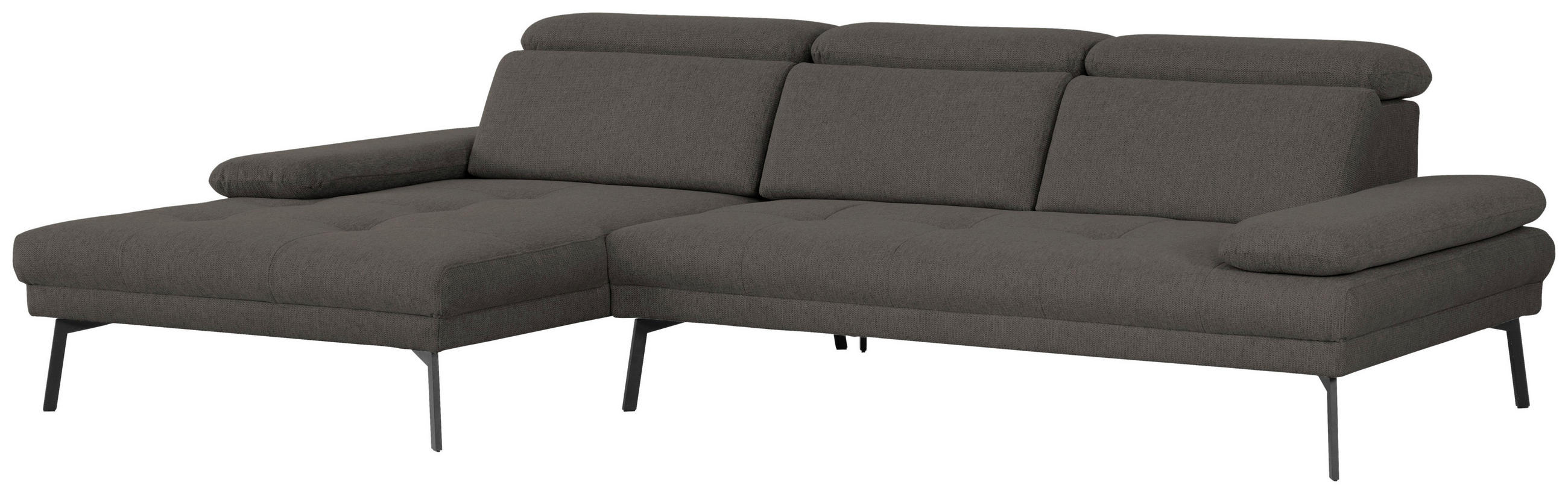 ECKSOFA in Webstoff Anthrazit  - Anthrazit/Schwarz, Design, Textil/Metall (188/296cm) - Livetastic
