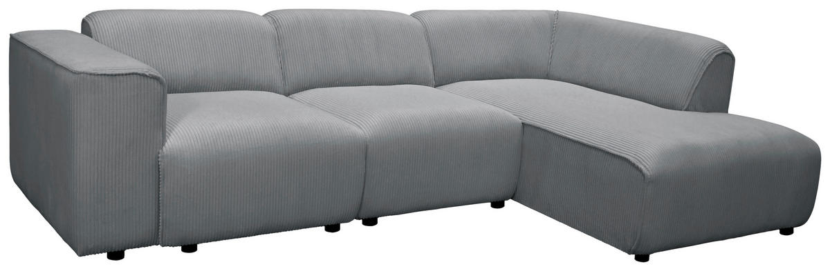 ECKSOFA ANTHONY Grau Cord  - Schwarz/Grau, Design, Kunststoff/Textil (275/163cm) - MID.YOU
