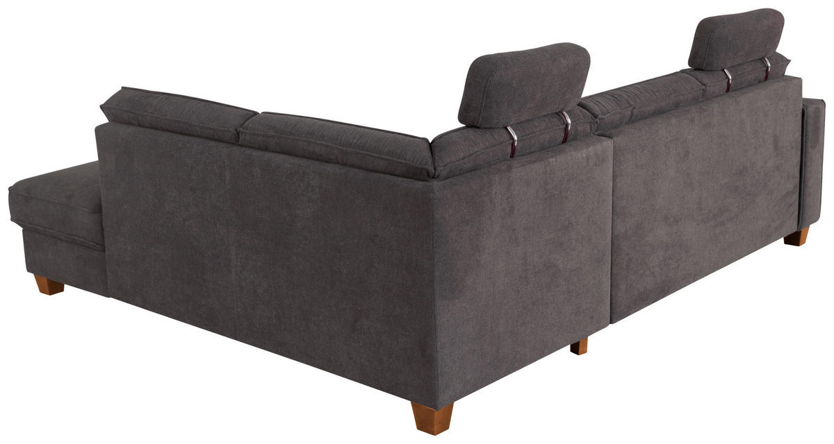 ECKSOFA in Flachgewebe Dunkelgrau  - Eichefarben/Dunkelgrau, Konventionell, Holz/Textil (236/213cm) - Sit & More